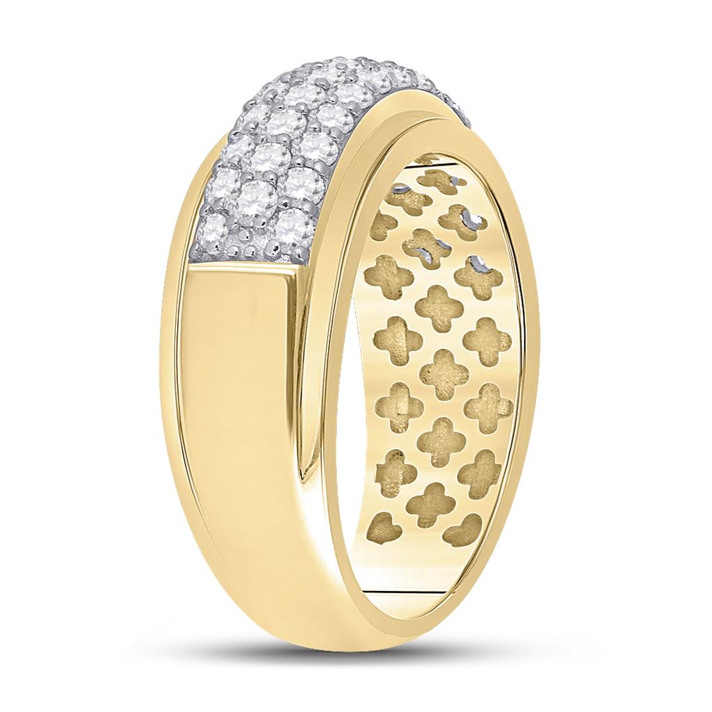14k Yellow Gold Round Diamond Pave Band Ring 1-1/2 Cttw