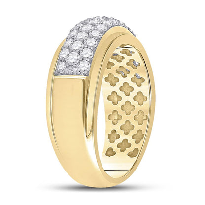 14k Yellow Gold Round Diamond Pave Band Ring 1-1/2 Cttw