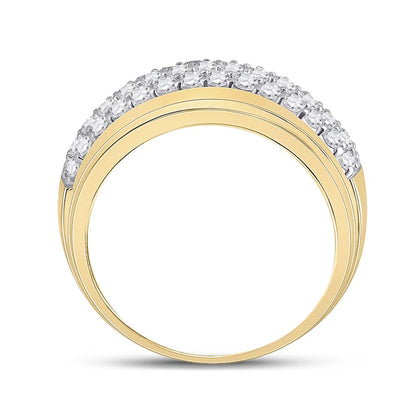14k Yellow Gold Round Diamond Pave Band Ring 1-1/2 Cttw