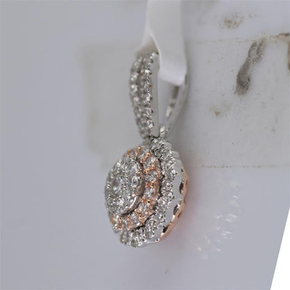 14k Two-tone Gold Round Diamond Flower Cluster Pendant 1/2 Cttw