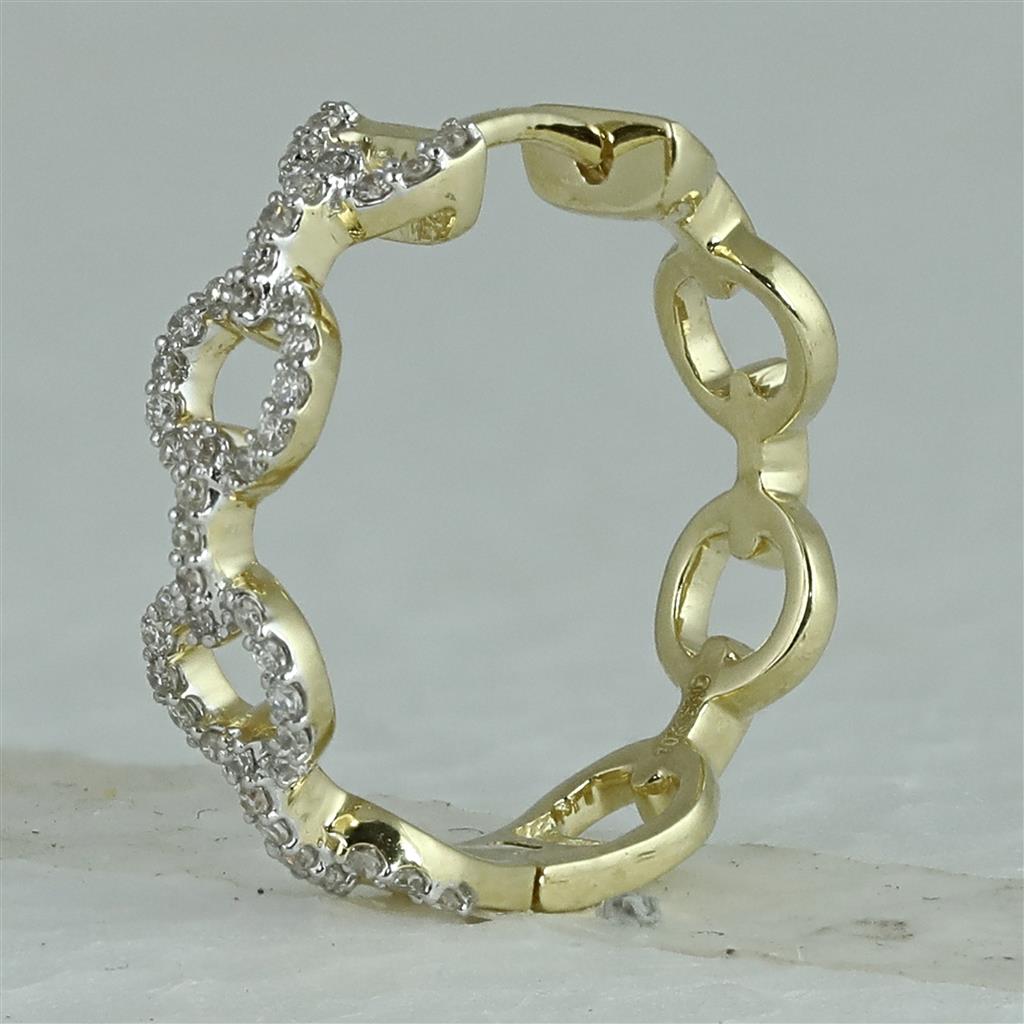 10k Yellow Gold Round Diamond Cable Link Hoop Earrings 1/3 Cttw