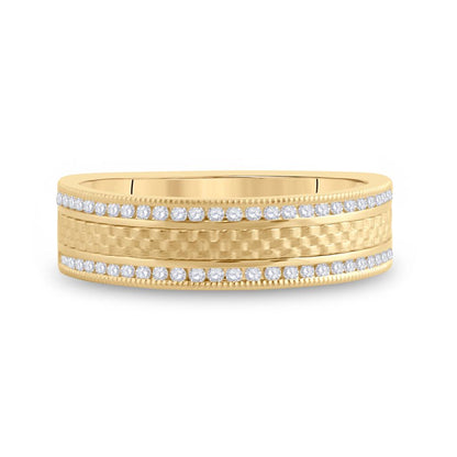 14k Yellow Gold Round Diamond Wedding Brick Band Ring 1/3 Cttw