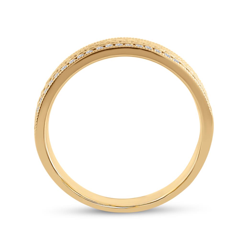 14k Yellow Gold Round Diamond Wedding Brick Band Ring 1/3 Cttw