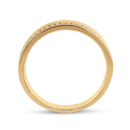 14k Yellow Gold Round Diamond Wedding Brick Band Ring 1/3 Cttw