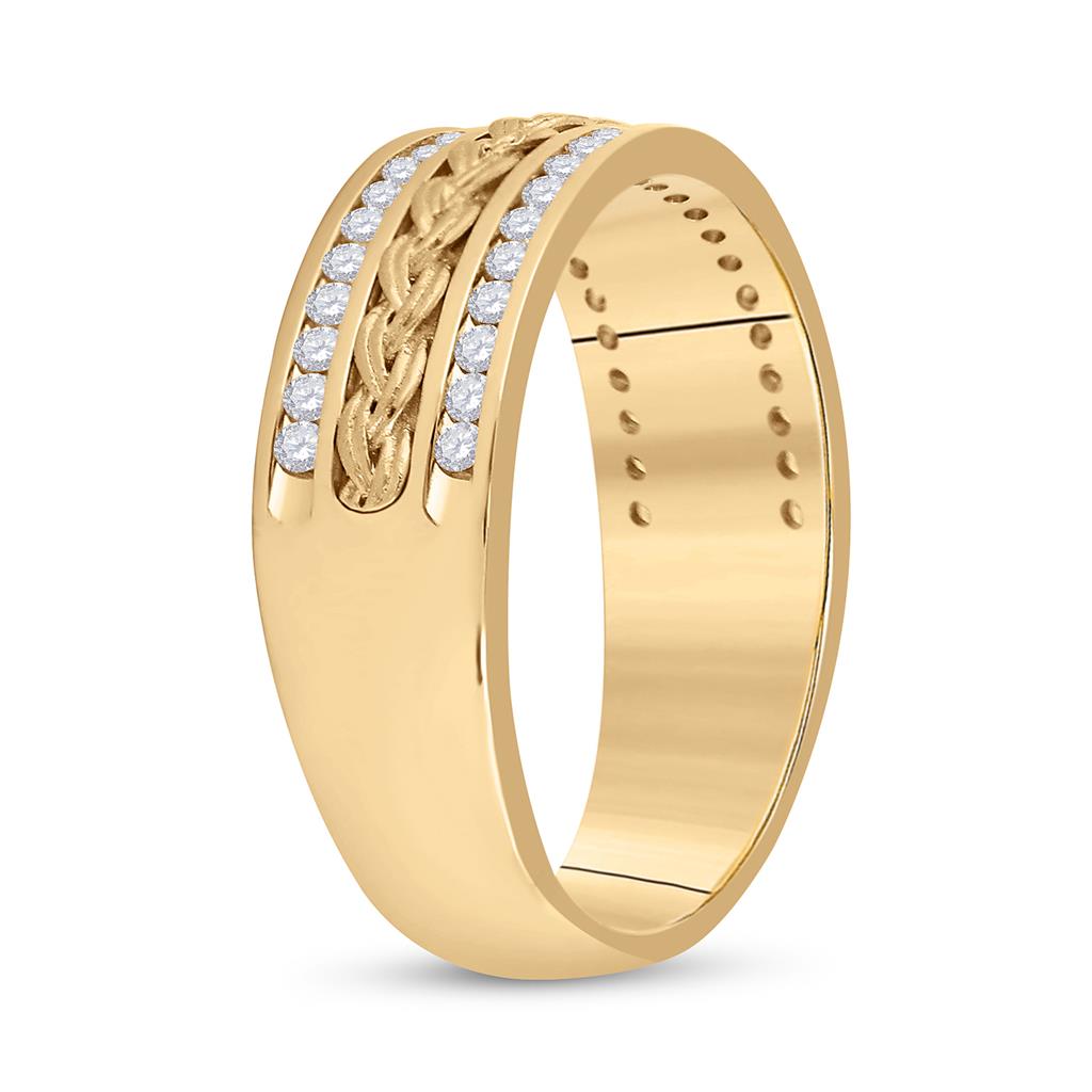 14k Yellow Gold Round Diamond Wedding Braided Band Ring 1/2 Cttw