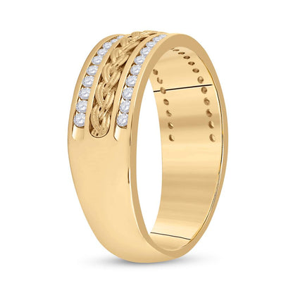 14k Yellow Gold Round Diamond Wedding Braided Band Ring 1/2 Cttw