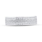14k White Gold Round Diamond Wedding Brick Inlay Band Ring 1/3 Cttw