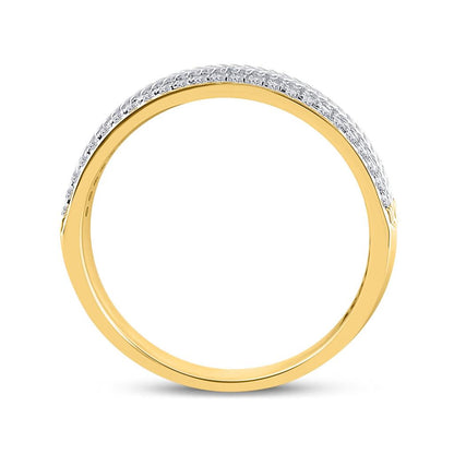14k Yellow Gold Round Diamond Wedding Wheat Texture Band Ring 1/3 Cttw