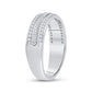 14k White Gold Round Diamond Wedding Wheat Texture Band Ring 1/3 Cttw