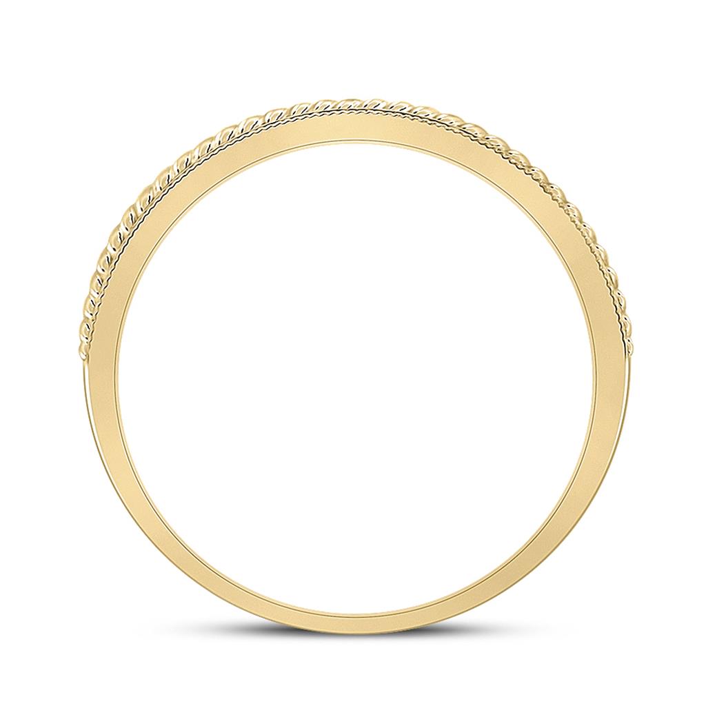 14k Yellow Gold Round Diamond Wedding Rope Inlay Band Ring 1/3 Cttw