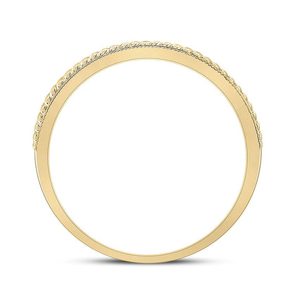 14k Yellow Gold Round Diamond Wedding Rope Inlay Band Ring 1/3 Cttw
