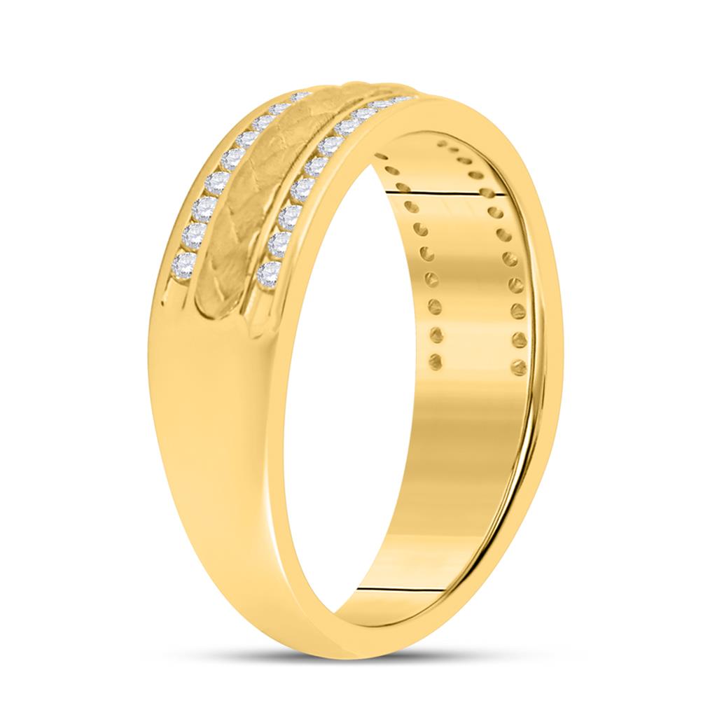 14k Yellow Gold Round Diamond Wedding Braided Inlay Band Ring 1/3 Cttw