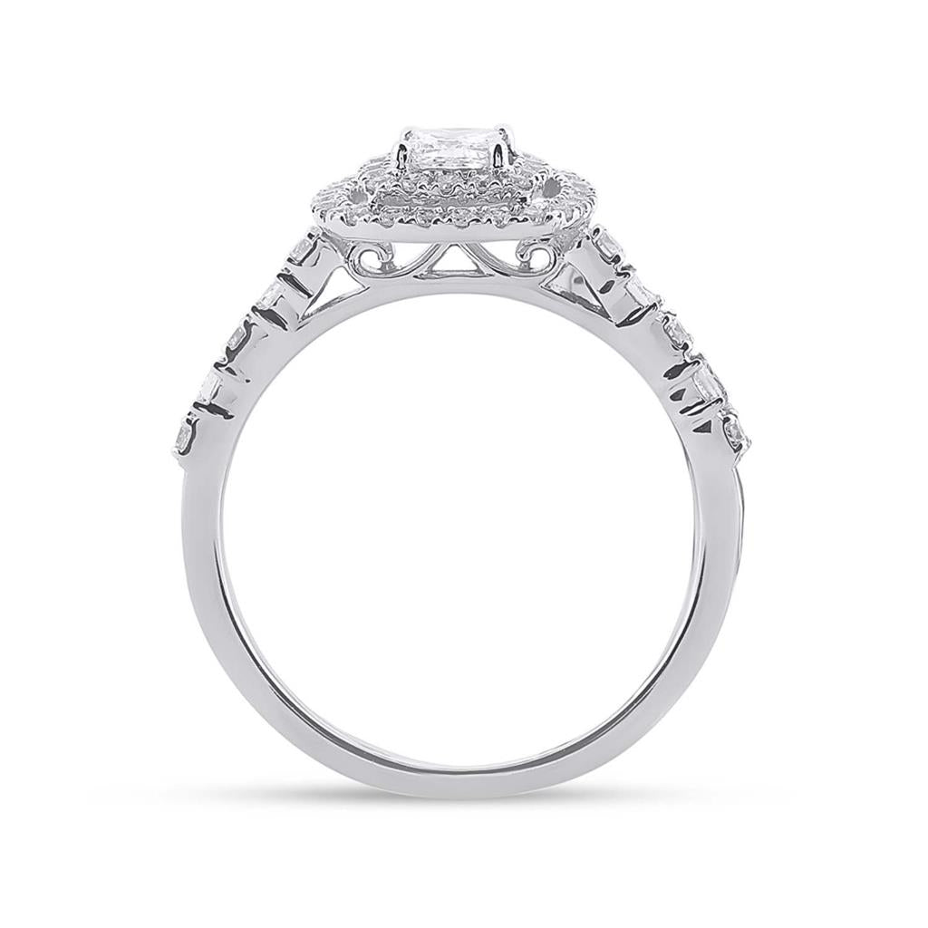 14k White Gold Princess Diamond Bridal Wedding Ring Set 1-1/3 Cttw (Certified)