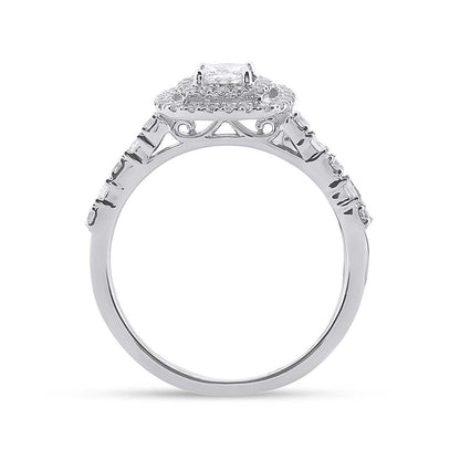 14k White Gold Princess Diamond Bridal Wedding Ring Set 1-1/3 Cttw (Certified)