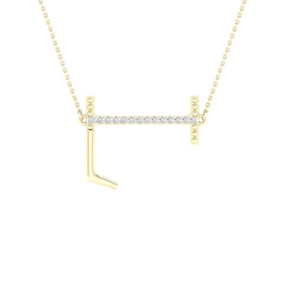 10k Yellow Gold Round Diamond Initial L Letter Necklace 1/20 Cttw
