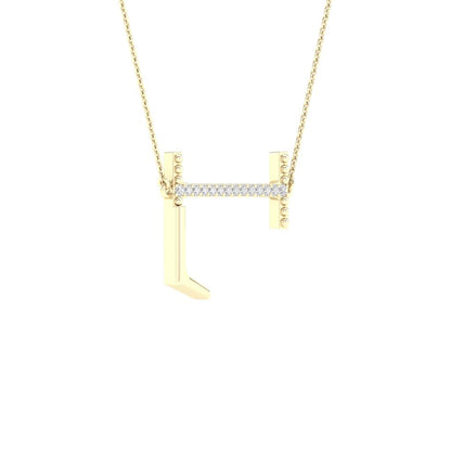 10k Yellow Gold Round Diamond Initial L Letter Necklace 1/20 Cttw