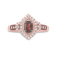 14k Rose Gold Oval Garnet Diamond Solitaire Ring 7/8 Cttw