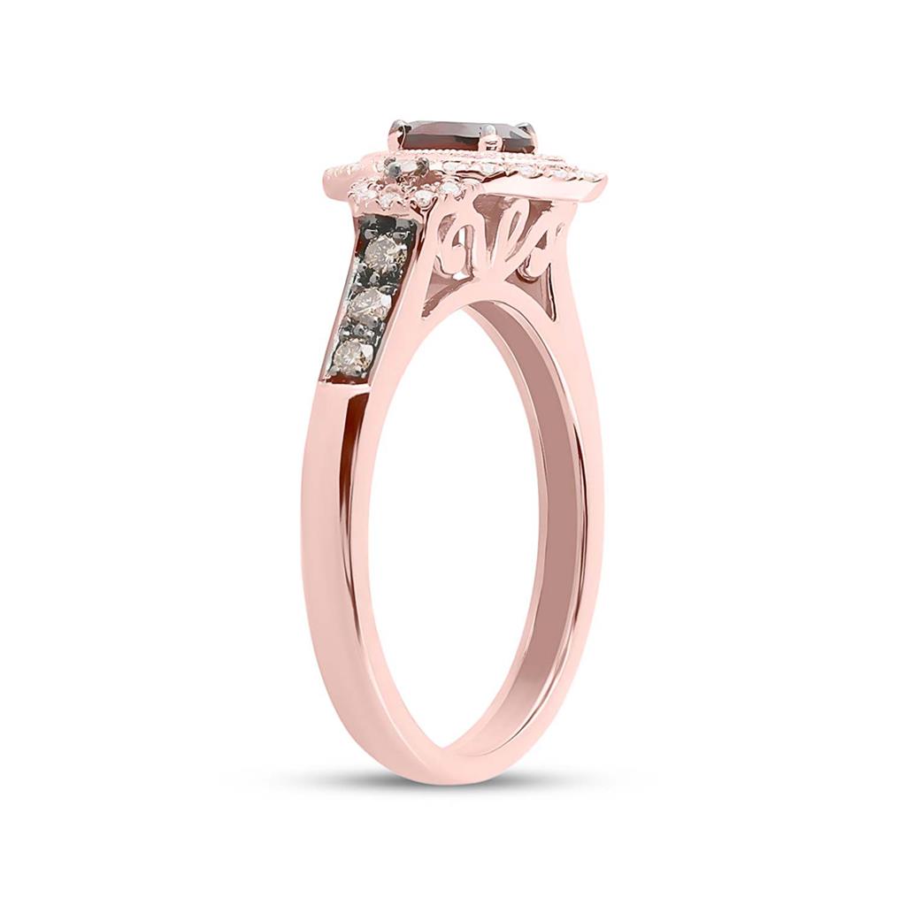 14k Rose Gold Oval Garnet Diamond Solitaire Ring 7/8 Cttw
