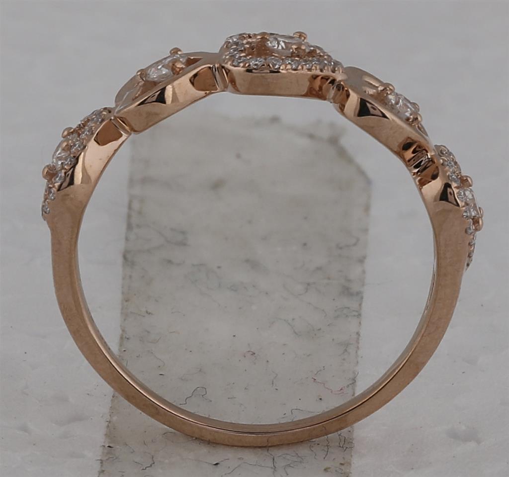 10k Rose Gold Round Diamond Heart Band Ring 3/8 Cttw