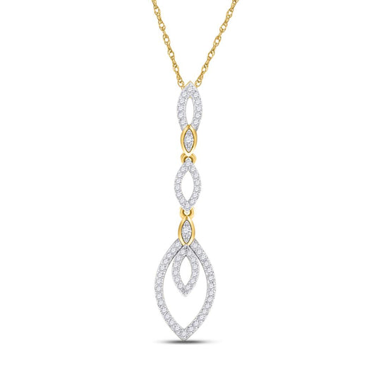 10k Yellow Gold Round Diamond Dangle Fashion Pendant 1/5 Cttw