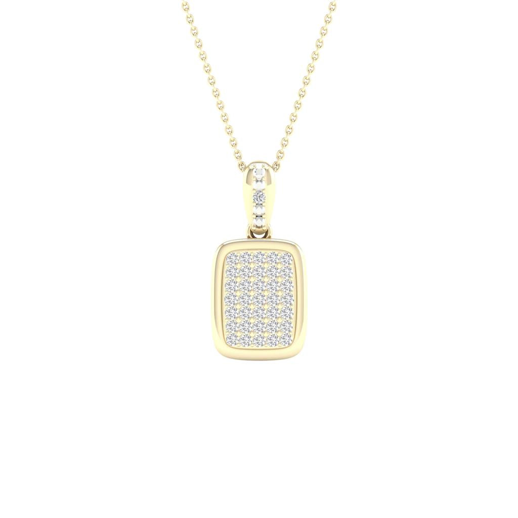 10k Yellow Gold Round Diamond Rectangle Cluster Pendant 1/10 Cttw