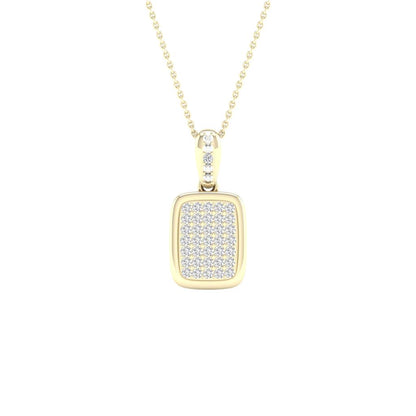 10k Yellow Gold Round Diamond Rectangle Cluster Pendant 1/10 Cttw