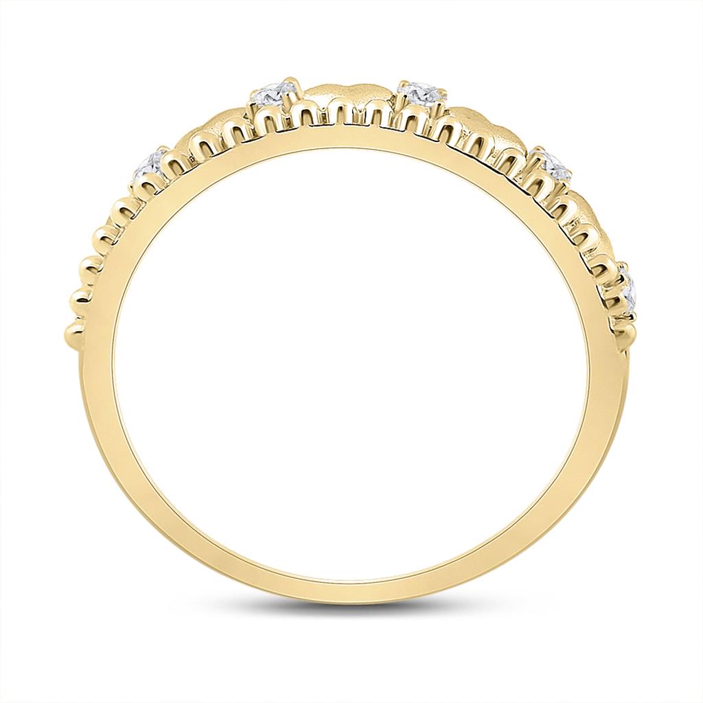 10k Yellow Gold Round Diamond Heart Band Ring 1/10 Cttw