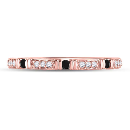 10k Rose Gold Round Black Diamond Band Ring 1/10 Cttw
