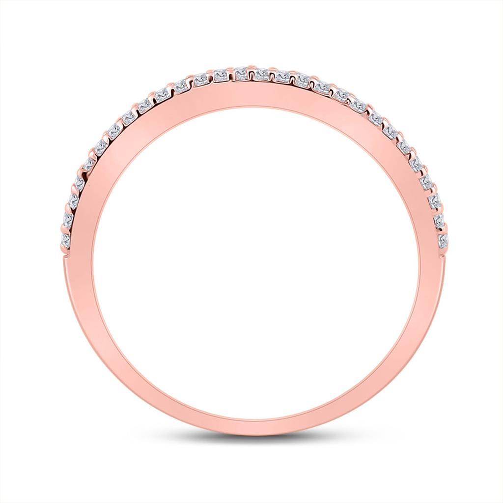 10k Rose Gold Round Diamond Heart Band Ring 1/6 Cttw