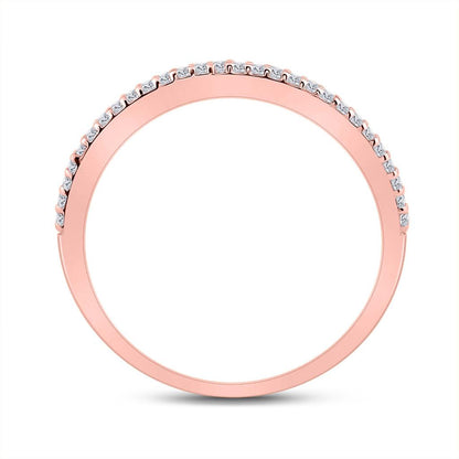 10k Rose Gold Round Diamond Heart Band Ring 1/6 Cttw