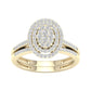 14k Yellow Gold Round Diamond Oval Bridal Wedding Ring Set 1/2 Cttw