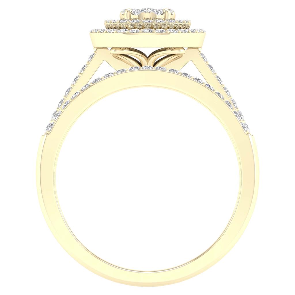 14k Yellow Gold Round Diamond Oval Bridal Wedding Ring Set 1/2 Cttw