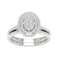 14k White Gold Round Diamond Oval Bridal Wedding Ring Set 1/2 Cttw