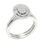 14k White Gold Round Diamond Oval Bridal Wedding Ring Set 1/2 Cttw