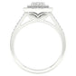 14k White Gold Round Diamond Oval Bridal Wedding Ring Set 1/2 Cttw