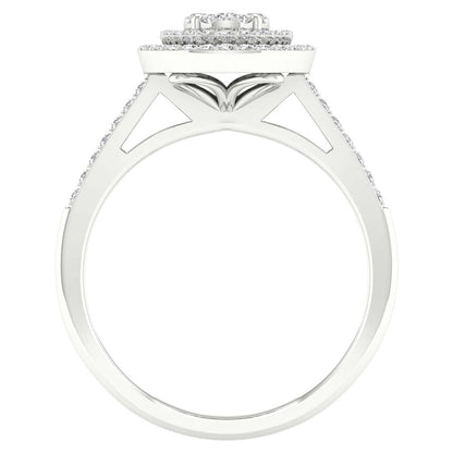 14k White Gold Round Diamond Oval Bridal Wedding Ring Set 1/2 Cttw