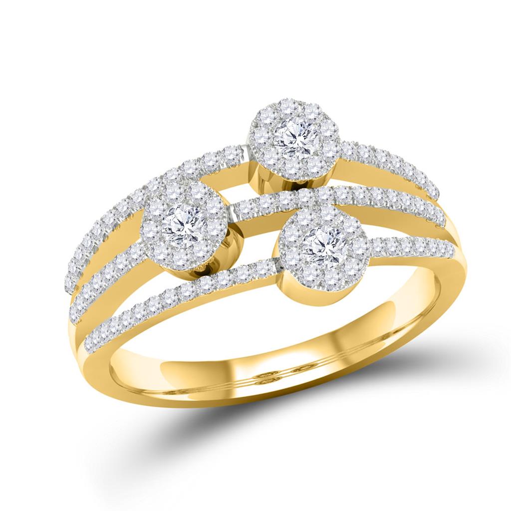 14k Yellow Gold Round Diamond Band Ring 1/2 Cttw