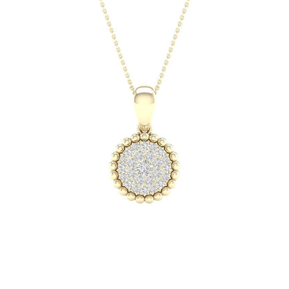 10k Yellow Gold Round Diamond Cluster Pendant 1/6 Cttw