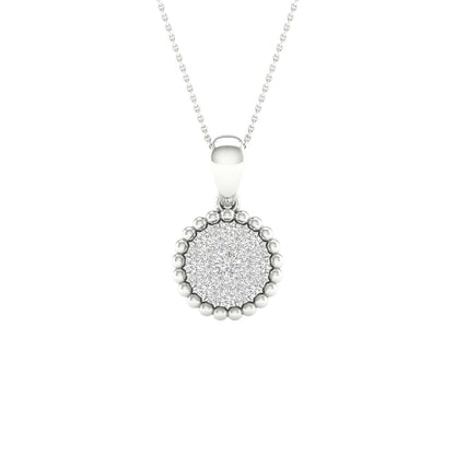 14k White Gold Round Diamond Cluster Pendant 1/6 Cttw