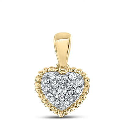 10k Yellow Gold Round Diamond Heart Pendant 1/8 Cttw