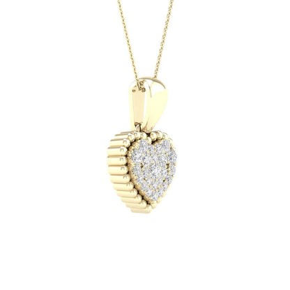 10k Yellow Gold Round Diamond Heart Pendant 1/8 Cttw