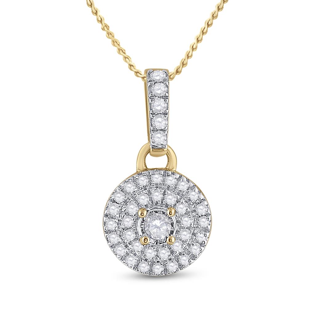 10k Yellow Gold Round Diamond Circle Pendant 1/6 Cttw