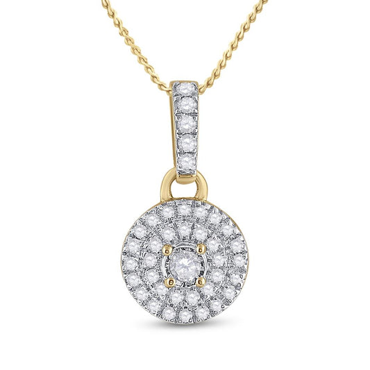 10k Yellow Gold Round Diamond Circle Pendant 1/6 Cttw