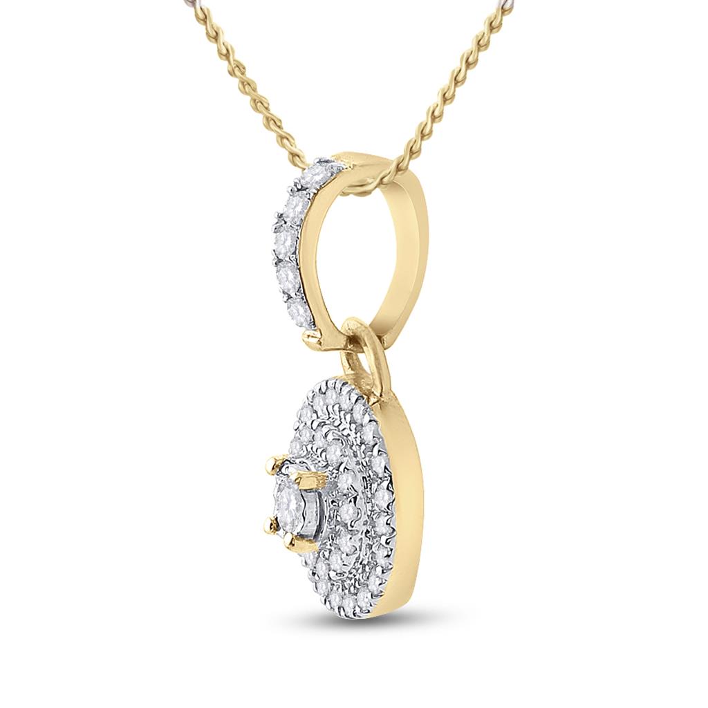 10k Yellow Gold Round Diamond Circle Pendant 1/6 Cttw