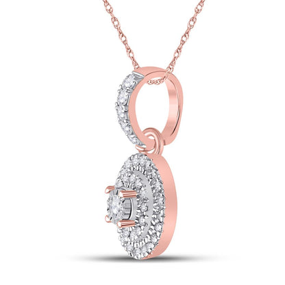 10k Rose Gold Round Diamond Circle Pendant 1/6 Cttw