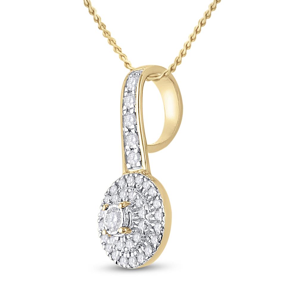 10k Yellow Gold Round Diamond Circle Pendant 1/5 Cttw