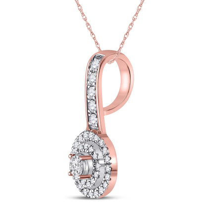10k Rose Gold Round Diamond Circle Pendant 1/5 Cttw