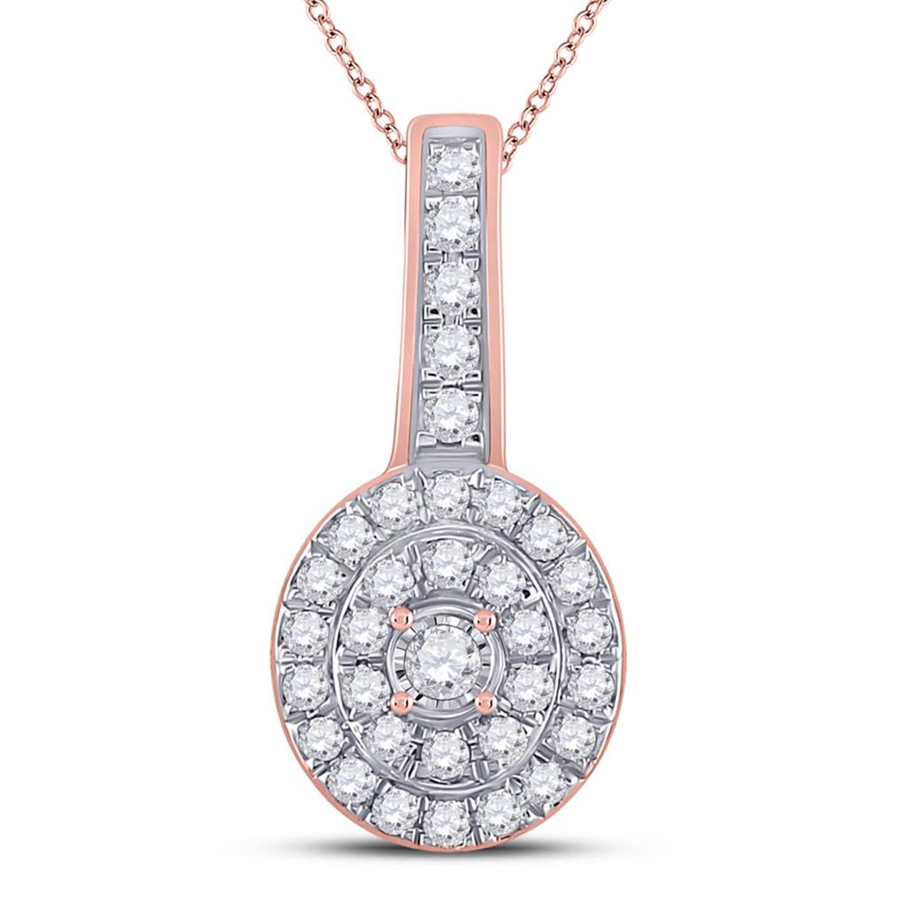 10k Rose Gold Round Diamond Fashion Pendant 1/3 Cttw