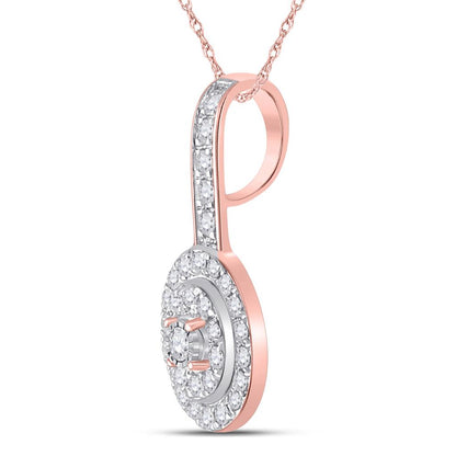 10k Rose Gold Round Diamond Fashion Pendant 1/3 Cttw