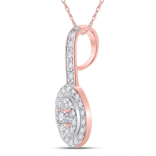 10k Rose Gold Round Diamond Fashion Pendant 1/3 Cttw